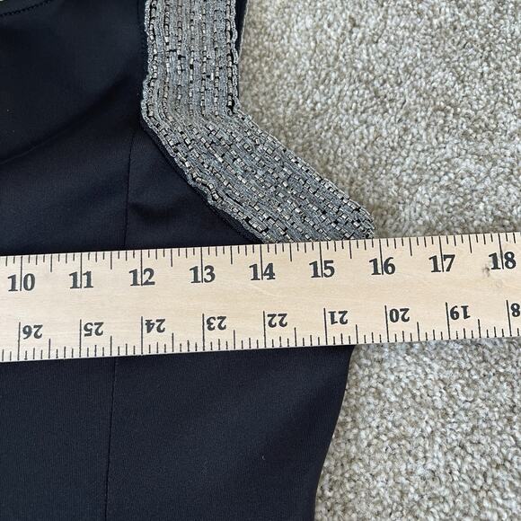 Just Me Embellished Beaded Black Mini Dress Sz Medium Holiday Cocktail Party - Picture 12 of 15